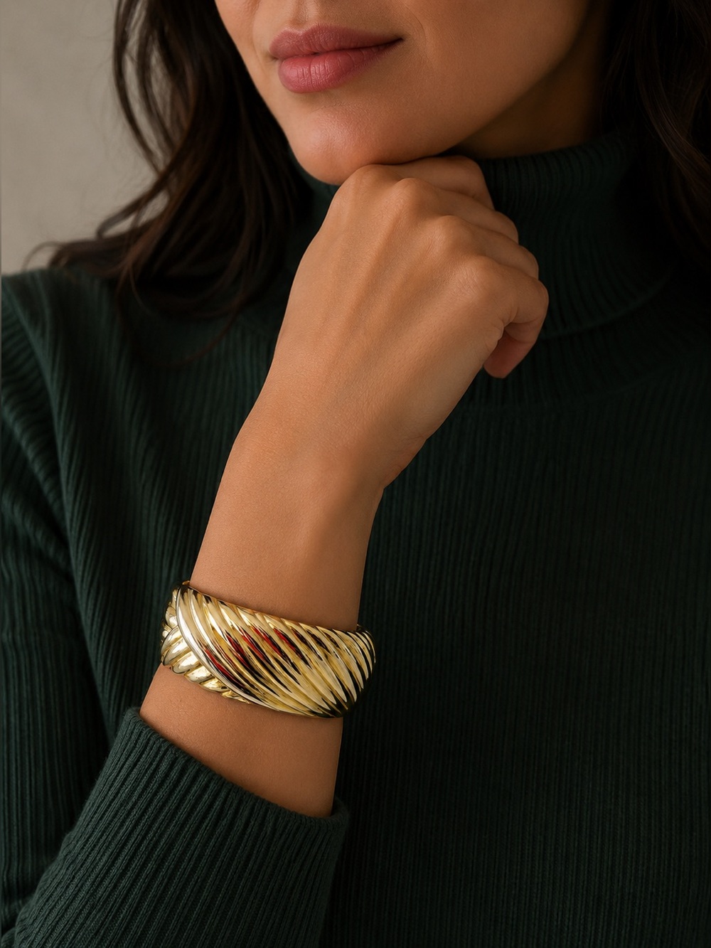 Gold Twisted Cuff Bracelet - Women's Jewelry accessories